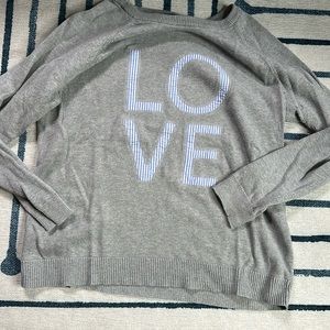 Gap Grey Seersucker LOVE sweater. L